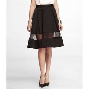 Express sheer panel pleated midi skirt
